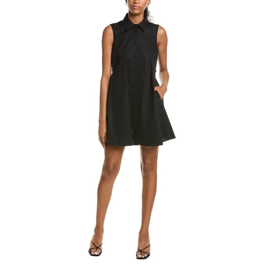 Kenneth Cole Womens Sleeveless Trapeze Mini Dress, Black